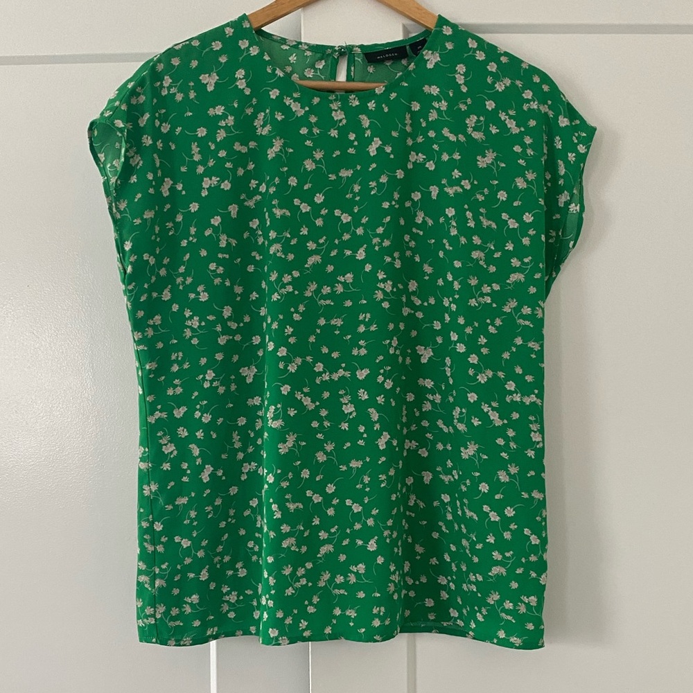 Halogen Green Floral Print Top